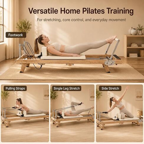 75" Foldable Pilates Reformer –90% Pre-Assembled Home Gym Women Men Workouts Bundle, Dual Resistance System (Springs + Latex), Jumpboard & Adjustable Foot Bar for All Levels in Kuwait