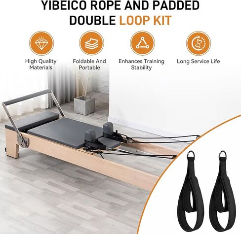 Rope and Padded Double Loop Kit for Balanced Body Pilates Reformer, Straps with D Rings and Adjustable Length Rope for Studio, for Clinical, for Allegro 1 Pilates Reformers Equipment in Kuwait