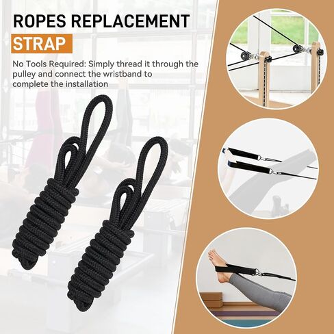 Rope and Padded Double Loop Kit for Balanced Body Pilates Reformer, Straps with D Rings and Adjustable Length Rope for Studio, for Clinical, for Allegro 1 Pilates Reformers Equipment in Kuwait