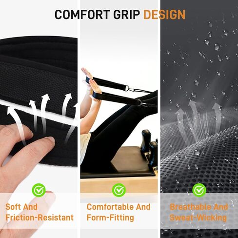 Rope and Padded Double Loop Kit for Balanced Body Pilates Reformer, Straps with D Rings and Adjustable Length Rope for Studio, for Clinical, for Allegro 1 Pilates Reformers Equipment in Kuwait