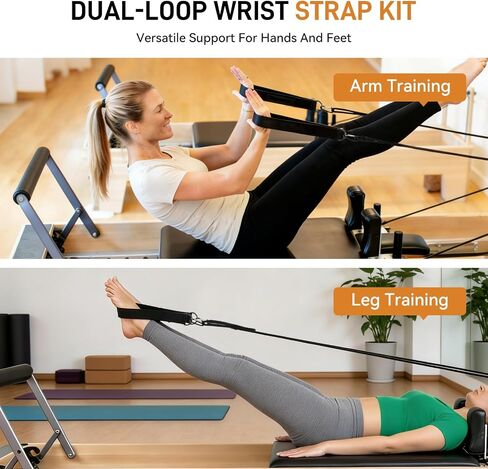 Rope and Padded Double Loop Kit for Balanced Body Pilates Reformer, Straps with D Rings and Adjustable Length Rope for Studio, for Clinical, for Allegro 1 Pilates Reformers Equipment in Kuwait