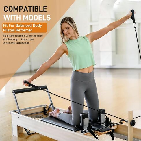 Rope and Padded Double Loop Kit for Balanced Body Pilates Reformer, Straps with D Rings and Adjustable Length Rope for Studio, for Clinical, for Allegro 1 Pilates Reformers Equipment in Kuwait