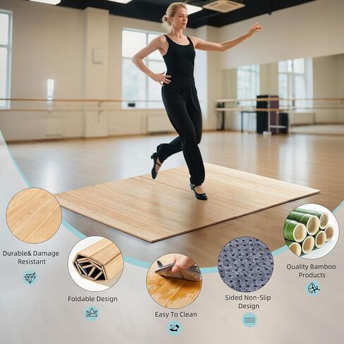 Tap Dance Floor - Portable Dance Floor for Any Surface with Storage Bag, Solid Dance Board Mat, Cushioned Base Mat Perfect for Home, Studio & Events in Kuwait