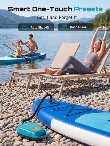 Seesii Cordless Paddle Board Pump Electric, Rechargeable 20PSI SUP Pump, Intelligent Dual Stage Fast Inflation & Deflation, Portable High Pressure Auto-Off Air Pump for Paddleboard, Boat, Kayak in Kuwait