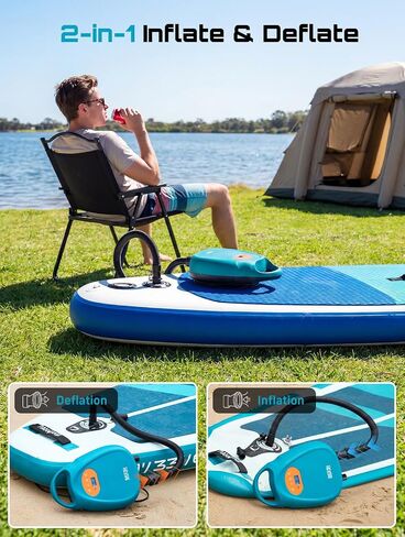 Seesii Cordless Paddle Board Pump Electric, Rechargeable 20PSI SUP Pump, Intelligent Dual Stage Fast Inflation & Deflation, Portable High Pressure Auto-Off Air Pump for Paddleboard, Boat, Kayak in Kuwait
