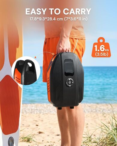 مضخة كهربائية للوحة التجديف، مضخة SUP ذات ضغط عالي 18000 مللي أمبير قابلة لإعادة الشحن 20 رطل لكل بوصة مربعة، نفخ وتفريغ مزدوج ذكي، إيقاف تلقائي لألواح التجديف الوقوف، طائرة ورقية لركوب الأمواج، خيمة، قارب in Kuwait