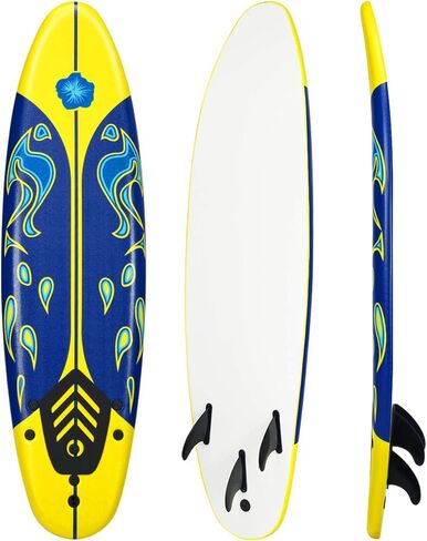Giantex 6 'Surfboard Surfing Surf Beach Ocean Body Foamier Board مع زعانف قابلة للإزالة، لوحة رائعة للمبتدئين للأطفال والشباب والأطفال in Kuwait