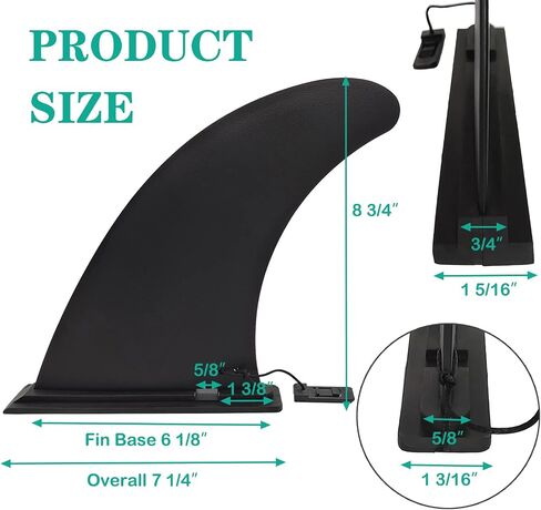 5" 8" 9" 10" 12" Paddle Board Fin Repalcement, Nylon Fiberglass Reinforced, No-Tool Installation, Single Center Fin for Most Inflatable SUPs, Surfboard, Stand-up Paddleboard,Longboard in Saudi Arabia