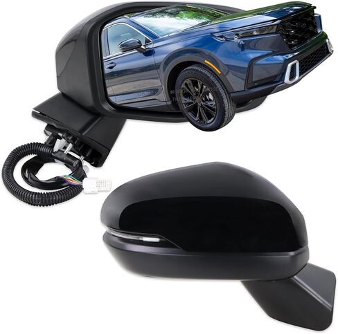 Left Driver Side Mirror Compatible With 2023-2027 Honda CRV CR-V With Power Glass Manual Folding Heated Turn Signal Blind Spot Black Replace#76258-3A0-A91(8Pins) in Saudi Arabia