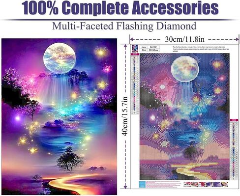 مجموعات الرسم الماسي 5D للبالغين ، مجموعات فن الماس القوطي للمبتدئين ، DIY Dark Round Full Diamond Gemstone Art Rhinestone Painting for Wall Decoration (12x16 In) in Kuwait