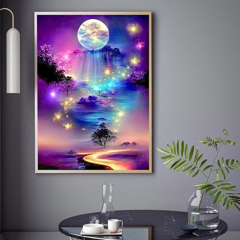 مجموعات الرسم الماسي 5D للبالغين ، مجموعات فن الماس القوطي للمبتدئين ، DIY Dark Round Full Diamond Gemstone Art Rhinestone Painting for Wall Decoration (12x16 In) in Kuwait