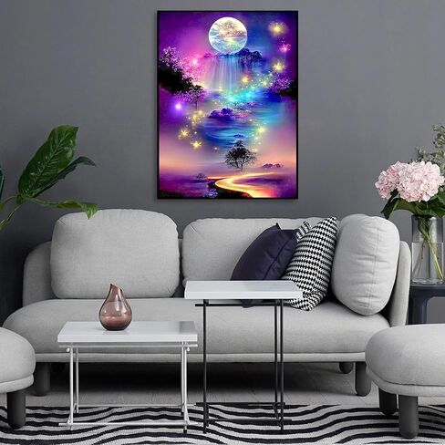 مجموعات الرسم الماسي 5D للبالغين ، مجموعات فن الماس القوطي للمبتدئين ، DIY Dark Round Full Diamond Gemstone Art Rhinestone Painting for Wall Decoration (12x16 In) in Kuwait