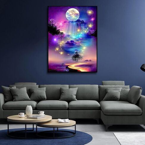 مجموعات الرسم الماسي 5D للبالغين ، مجموعات فن الماس القوطي للمبتدئين ، DIY Dark Round Full Diamond Gemstone Art Rhinestone Painting for Wall Decoration (12x16 In) in Kuwait