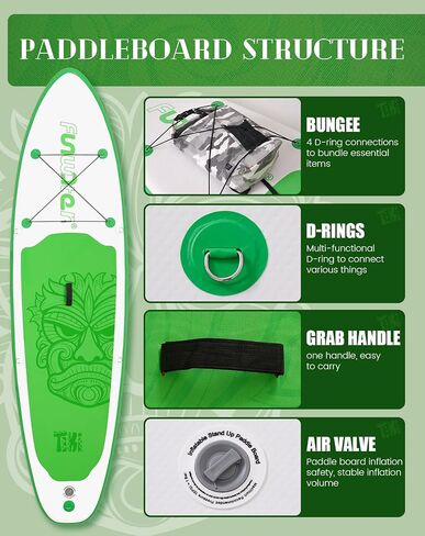 FunWater 8'/10'/10'6"/11'6" Inflatable Stand Up Paddle Board with Premium SUP Paddleboard Accessories, Wide Stable Anti-Slip EVA Deck,Paddle Boards for Adults & Youth of All Skill Levels in Kuwait