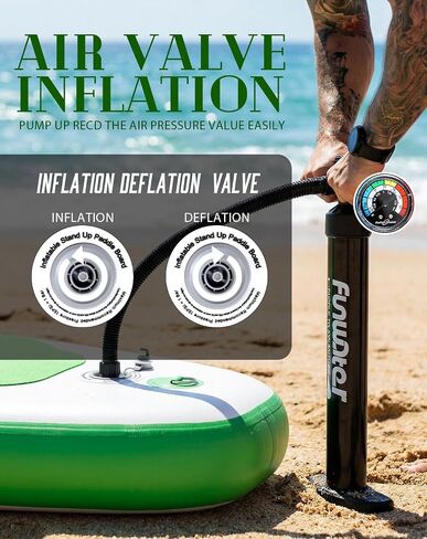 FunWater 8'/10'/10'6"/11'6" Inflatable Stand Up Paddle Board with Premium SUP Paddleboard Accessories, Wide Stable Anti-Slip EVA Deck,Paddle Boards for Adults & Youth of All Skill Levels in Kuwait