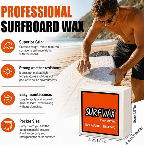 Premium Surfboard Wax for Warm and Cold Water | Long-Lasting Grip Surf Wax | Safe Skimboard and Bodyboard Wax | Professional Surfing Accessories in Kuwait