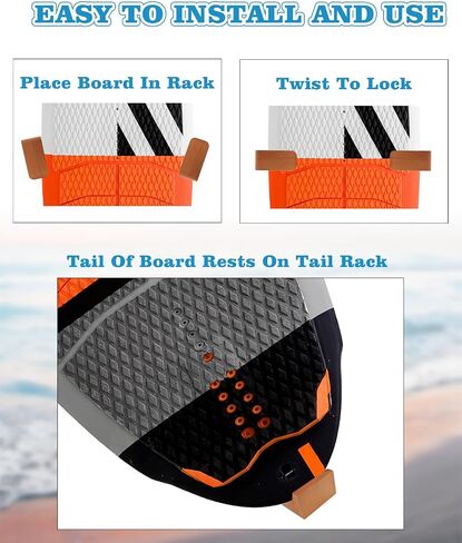 Surfboard Wall Mount–Surf Board Wall Hangers Solid Beech Wood Surfboard Wall Rack for Display & Storage, Adjustable surfboard rack with Bottom Support, surf board wall mounts, Holds up to 70 lbs in Kuwait