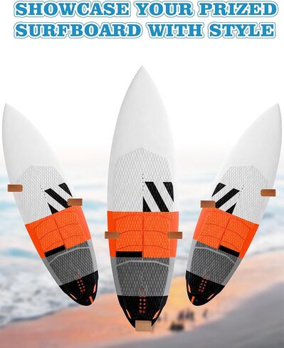 Surfboard Wall Mount–Surf Board Wall Hangers Solid Beech Wood Surfboard Wall Rack for Display & Storage, Adjustable surfboard rack with Bottom Support, surf board wall mounts, Holds up to 70 lbs in Kuwait