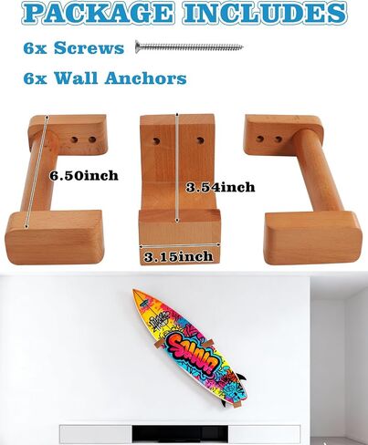 Surfboard Wall Mount–Surf Board Wall Hangers Solid Beech Wood Surfboard Wall Rack for Display & Storage, Adjustable surfboard rack with Bottom Support, surf board wall mounts, Holds up to 70 lbs in Kuwait