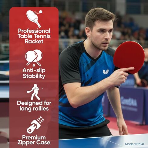 Inferno Table Tennis Paddle – Ply Carbon Blade Ping Pong Paddle for Indoor & Outdoor Games, High-Speed Sports Racket for Adults, Spin & Control, Quality Gift Set w/Carry Case & Box in Kuwait