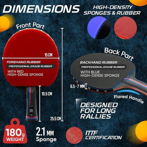 Inferno Table Tennis Paddle – Ply Carbon Blade Ping Pong Paddle for Indoor & Outdoor Games, High-Speed Sports Racket for Adults, Spin & Control, Quality Gift Set w/Carry Case & Box in Kuwait