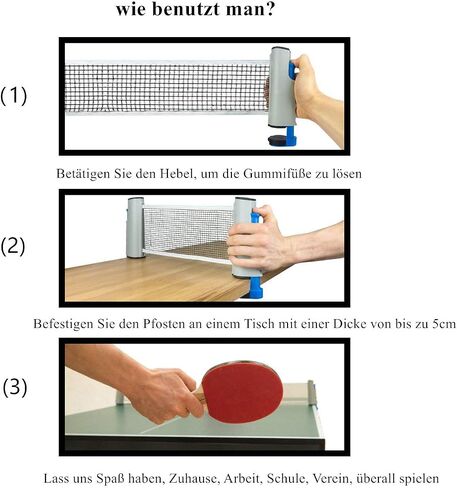 Table Tennis Nets, Retractable Ping Pong Net and Post with Clamps for Any Table, Adjustable Length 175 (max) x 14.5 cm in Kuwait