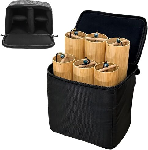 حقيبة HighLight Wind Chime Bag تحمل ما يصل إلى 6 أجراس مع مقصورات عالمية للكاميرات وحقيبة تخزين المشروبات باللون الأسود، 9.26 بوصة × 6.3 بوصة × 8.67 بوصة (الدقات غير متضمنة) in Kuwait
