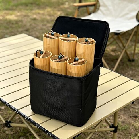 حقيبة HighLight Wind Chime Bag تحمل ما يصل إلى 6 أجراس مع مقصورات عالمية للكاميرات وحقيبة تخزين المشروبات باللون الأسود، 9.26 بوصة × 6.3 بوصة × 8.67 بوصة (الدقات غير متضمنة) in Kuwait