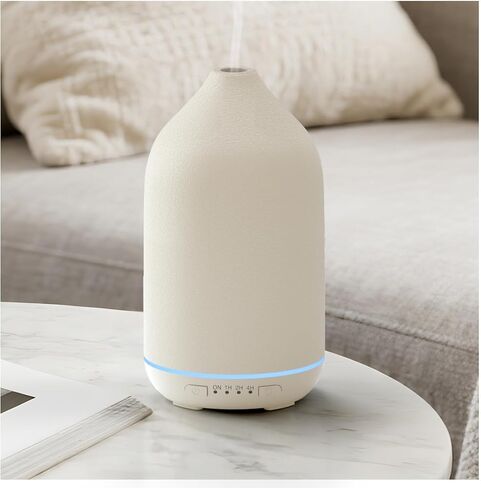 SALKING 200ml Ceramic Essential Oil Diffuser, Stone Diffusers for Essential Oils, Ultrasonic Aromatherapy Diffusers with with 7-Color LED Lights Timers, for Office Bedroom Home (White) in Kuwait