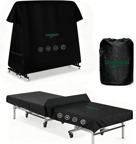 PingPong Table Cover 600D Heavy Duty Oxford Fabric 9x5 FT Universal Fit for Folding & Flat Tables, Waterproof Sunproof for Indoor Outdoor Use with Paddle Storage Bag in Kuwait