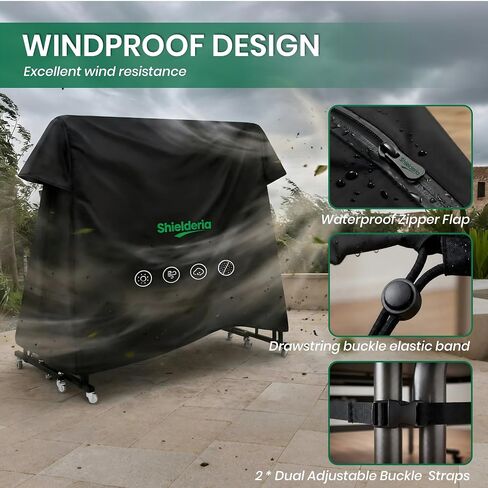 PingPong Table Cover 600D Heavy Duty Oxford Fabric 9x5 FT Universal Fit for Folding & Flat Tables, Waterproof Sunproof for Indoor Outdoor Use with Paddle Storage Bag in Kuwait