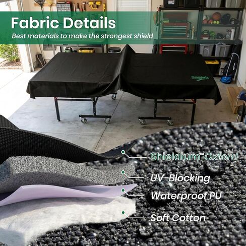 PingPong Table Cover 600D Heavy Duty Oxford Fabric 9x5 FT Universal Fit for Folding & Flat Tables, Waterproof Sunproof for Indoor Outdoor Use with Paddle Storage Bag in Kuwait