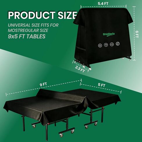 PingPong Table Cover 600D Heavy Duty Oxford Fabric 9x5 FT Universal Fit for Folding & Flat Tables, Waterproof Sunproof for Indoor Outdoor Use with Paddle Storage Bag in Kuwait