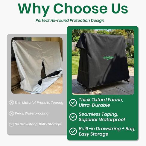 PingPong Table Cover 600D Heavy Duty Oxford Fabric 9x5 FT Universal Fit for Folding & Flat Tables, Waterproof Sunproof for Indoor Outdoor Use with Paddle Storage Bag in Kuwait