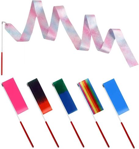 Guirnd Dance Ribbons 6 PCS, Gymnastics Ribbon Wands with Non-Slip Handles, 78.7 Inch Long Streamers, Ribbon Dancing Wands for Artistic Dancing, Talent Shows, Party Decorations in Kuwait