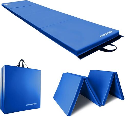 بساط تمرين قابل للطي مطور من RitFit، بساط جمباز بسمك 2 بوصة 3'x6'، 4'x8'، 4x10'، 2'x8' مع مقابض حمل لليوجا، الفنون القتالية المختلطة، التمدد، التدريبات الأساسية والأرضيات الواقية لصالة الألعاب الرياضية المنزلية in Kuwait