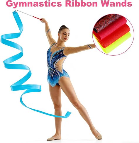 Guirnd Dance Ribbons 6 PCS, Gymnastics Ribbon Wands with Non-Slip Handles, 78.7 Inch Long Streamers, Ribbon Dancing Wands for Artistic Dancing, Talent Shows, Party Decorations in Kuwait