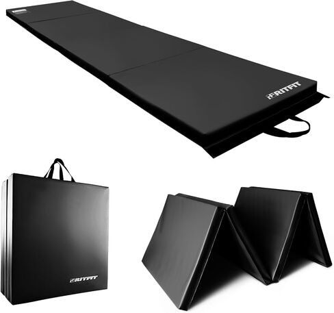 بساط تمرين قابل للطي مطور من RitFit، بساط جمباز بسمك 2 بوصة 3'x6'، 4'x8'، 4x10'، 2'x8' مع مقابض حمل لليوجا، الفنون القتالية المختلطة، التمدد، التدريبات الأساسية والأرضيات الواقية لصالة الألعاب الرياضية المنزلية in Kuwait