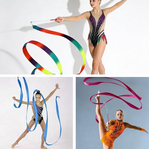 Guirnd Dance Ribbons 6 PCS, Gymnastics Ribbon Wands with Non-Slip Handles, 78.7 Inch Long Streamers, Ribbon Dancing Wands for Artistic Dancing, Talent Shows, Party Decorations in Kuwait