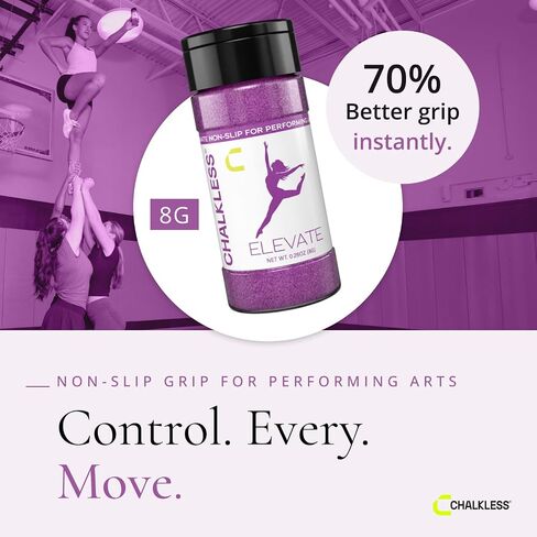 Chalkless Elevate Grip Enhancer - Cheerleading, Gymnastics and Pole Fitness Hand Chalk, Cosmetic Grade, No Uniform Residue, Dance, Pole Grip & Cheer Accessories (8g) in Kuwait