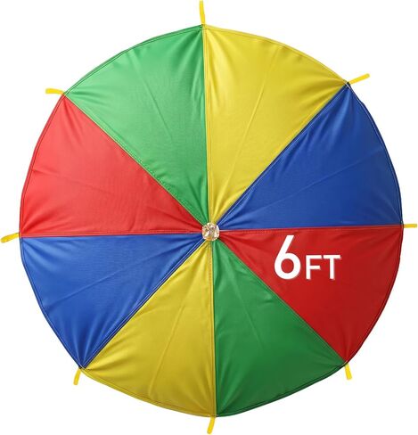 Rainbow Parachute for Kids, 6ft Kids Parachute with Handles for 4-8 Children, Lightweight Parachute Kids for Cooperative Group Game Play Indoors and Outdoors in Kuwait