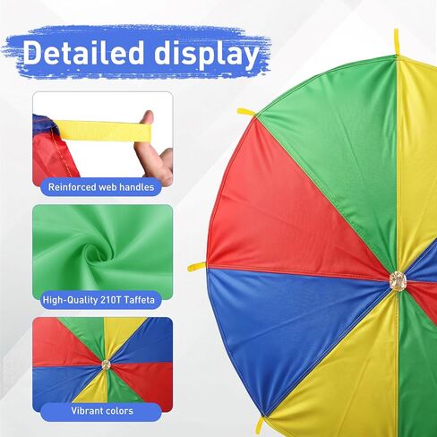 Rainbow Parachute for Kids, 6ft Kids Parachute with Handles for 4-8 Children, Lightweight Parachute Kids for Cooperative Group Game Play Indoors and Outdoors in Kuwait