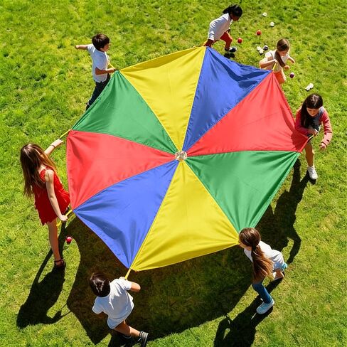 Rainbow Parachute for Kids, 6ft Kids Parachute with Handles for 4-8 Children, Lightweight Parachute Kids for Cooperative Group Game Play Indoors and Outdoors in Kuwait