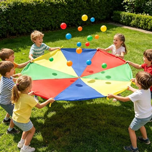 Rainbow Parachute for Kids, 6ft Kids Parachute with Handles for 4-8 Children, Lightweight Parachute Kids for Cooperative Group Game Play Indoors and Outdoors in Kuwait