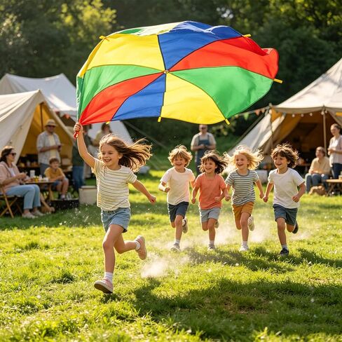 Rainbow Parachute for Kids, 6ft Kids Parachute with Handles for 4-8 Children, Lightweight Parachute Kids for Cooperative Group Game Play Indoors and Outdoors in Kuwait