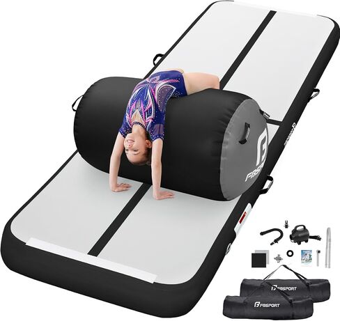 FBSPORT Inflatable Air Gymnastics Mat 4 inches Thickness and Air Roller 40x23.6 inches with Electric Air Pump 10ft/13ft Training Mats for Home Use Cheerleading Outdoor Training Park Yoga Beach Water in Kuwait