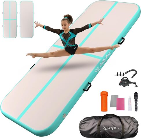 Inflatable Gymnastics Mat 6.6ft/10ft Air Tumble Track Training Mat 4/8 inches Thick Tumbling mat with Electric Pump for Home Use/Tumble/Gym/Training/Cheerleading/Water/Yoga in Kuwait