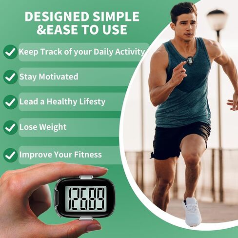 Pedometer Walking Simple 3D Step Counter with Clip and Lanyard, Activities Fitness Tracker Without Smartphone, Accurate Step Tracker for Women, Men, Seniors-Black in Kuwait