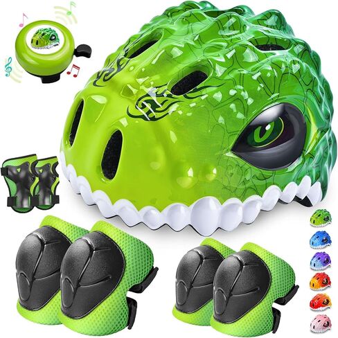 Toddler/Kids Bike Helmet Set for Boys Girls 3D Adjustable Kids Helmet Protective Gear Set Knee Elbow Wrist Pads and Multi-Sports Skateboard Scooter Cycling Roller Balance Bike in Kuwait