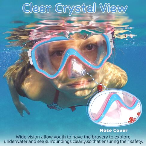 Water Space Kids Swimming Goggles Swim Mask with Nose Cover for Kids Youth 3-15, Anti-Shattered Lens UV Protection No-leak in Saudi Arabia